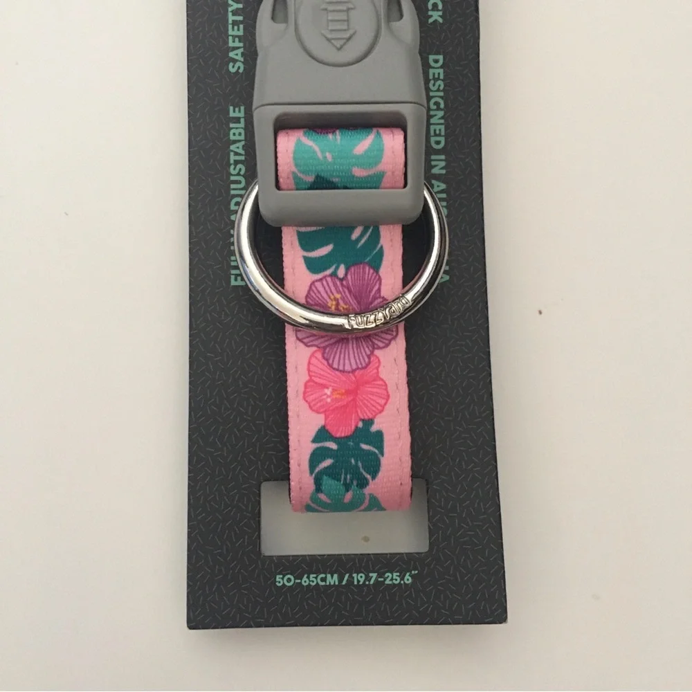 NEW (L) FuzzYard Dog Collar Tropical Floral Print for Large Size Dogs Adjustable